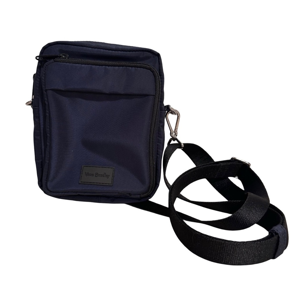 Vera Bradley Unisex Lighten Up Navy Zip Crossbody Compact Bag Adjustable Strap - Picture 4 of 14